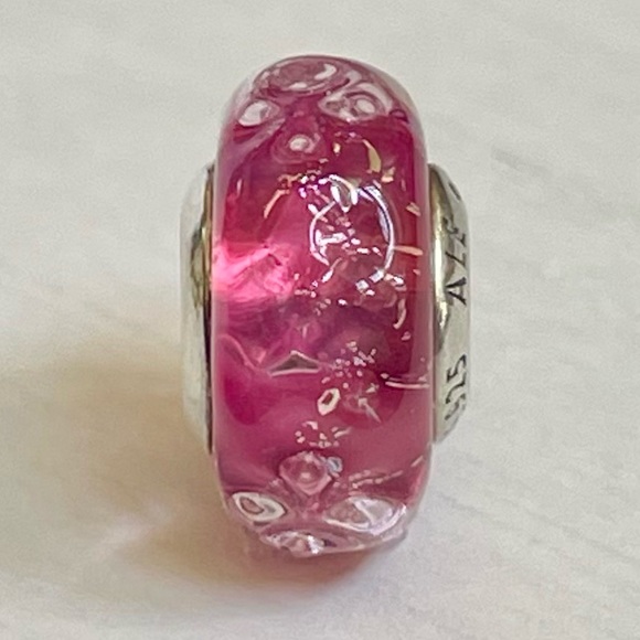 Pandora Wavy Fancy Pink Murano Glass Charm - Picture 6 of 6